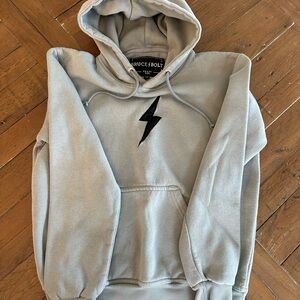 Bruce Bolt Kids' Light Gray Hoodie with Black Bolt Graphic